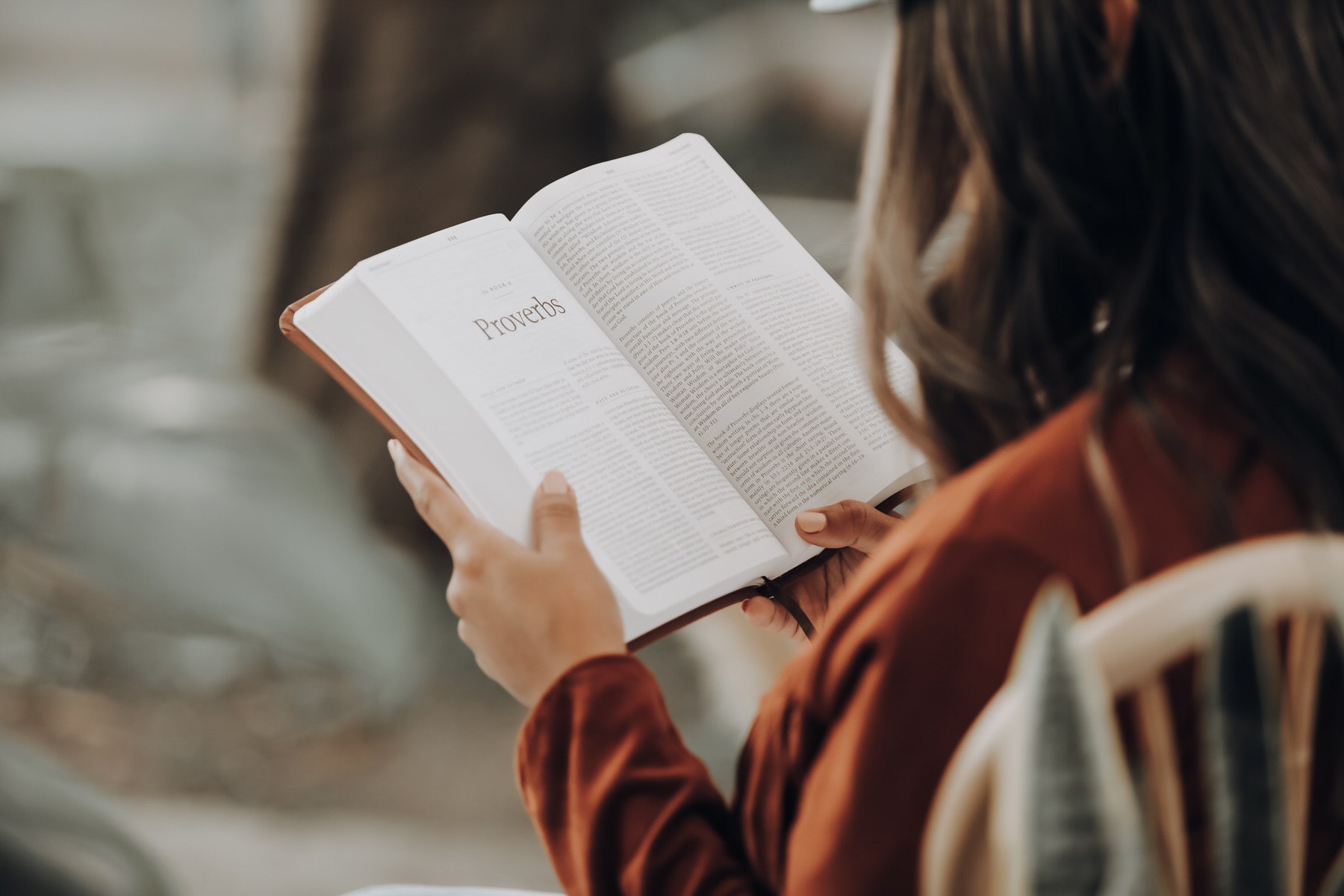 Lady reading a bible